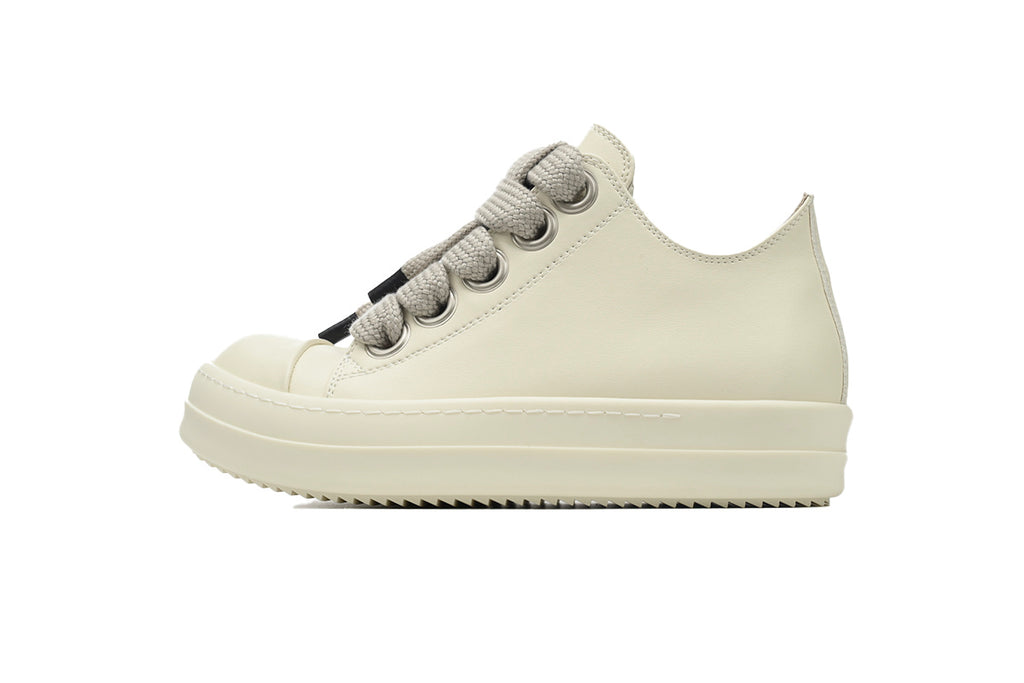 Rick Owens Jumbolace Low White Leather Sneakers