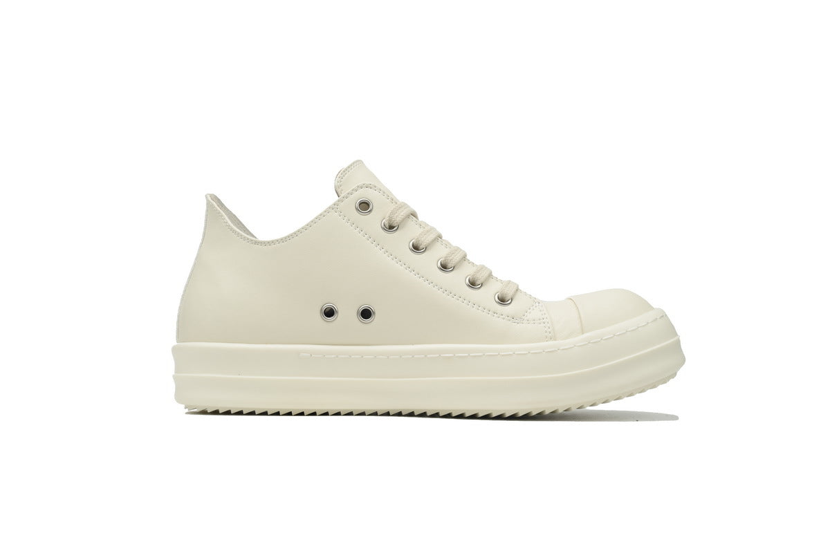 Rick Owens Tower Low Milk Full-Grain Leather Sneakers