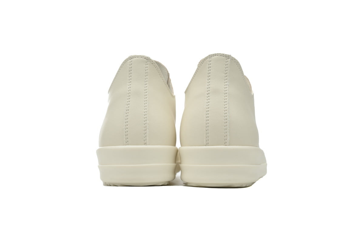 Rick Owens Tower Low Milk Full-Grain Leather Sneakers