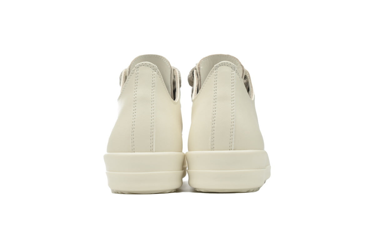Rick Owens Jumbolace Low White Leather Sneakers