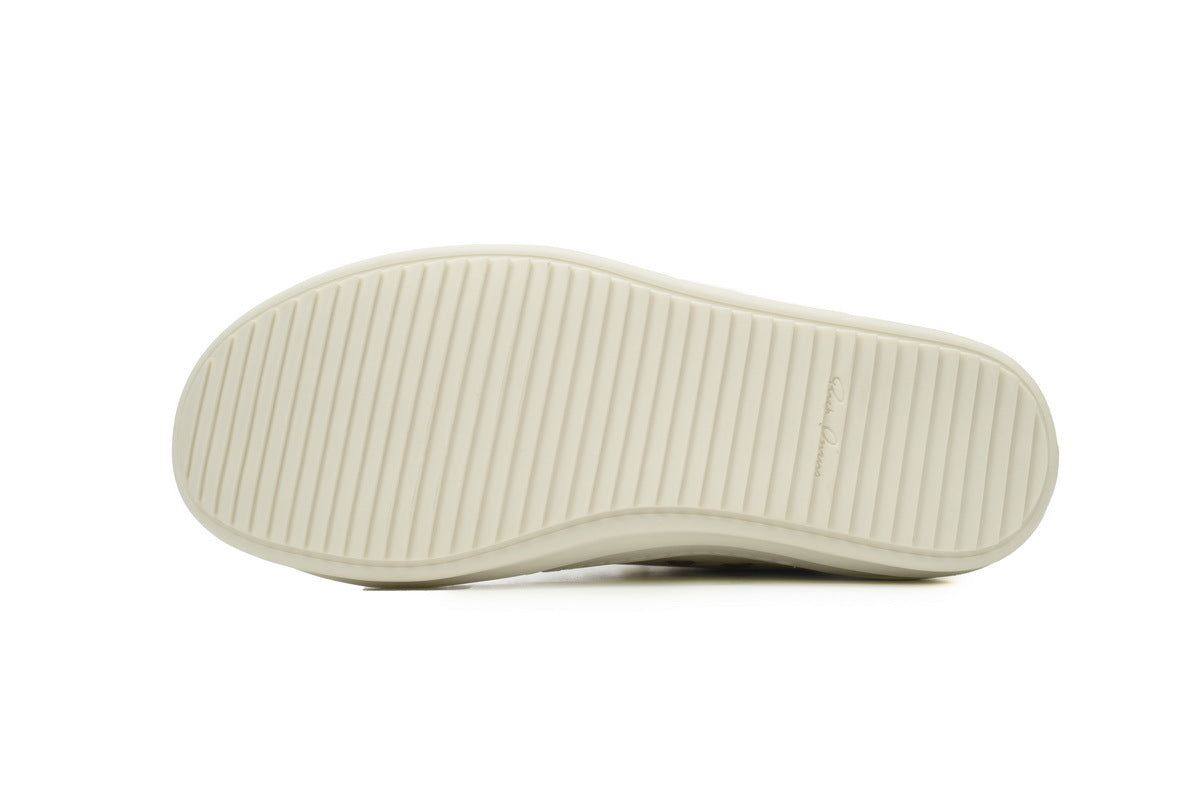 Rick Owens Tower Low Milk Full-Grain Leather Sneakers