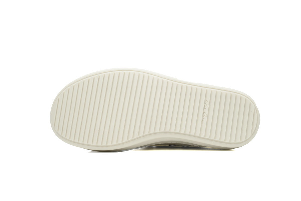 Rick Owens Jumbolace Low White Leather Sneakers