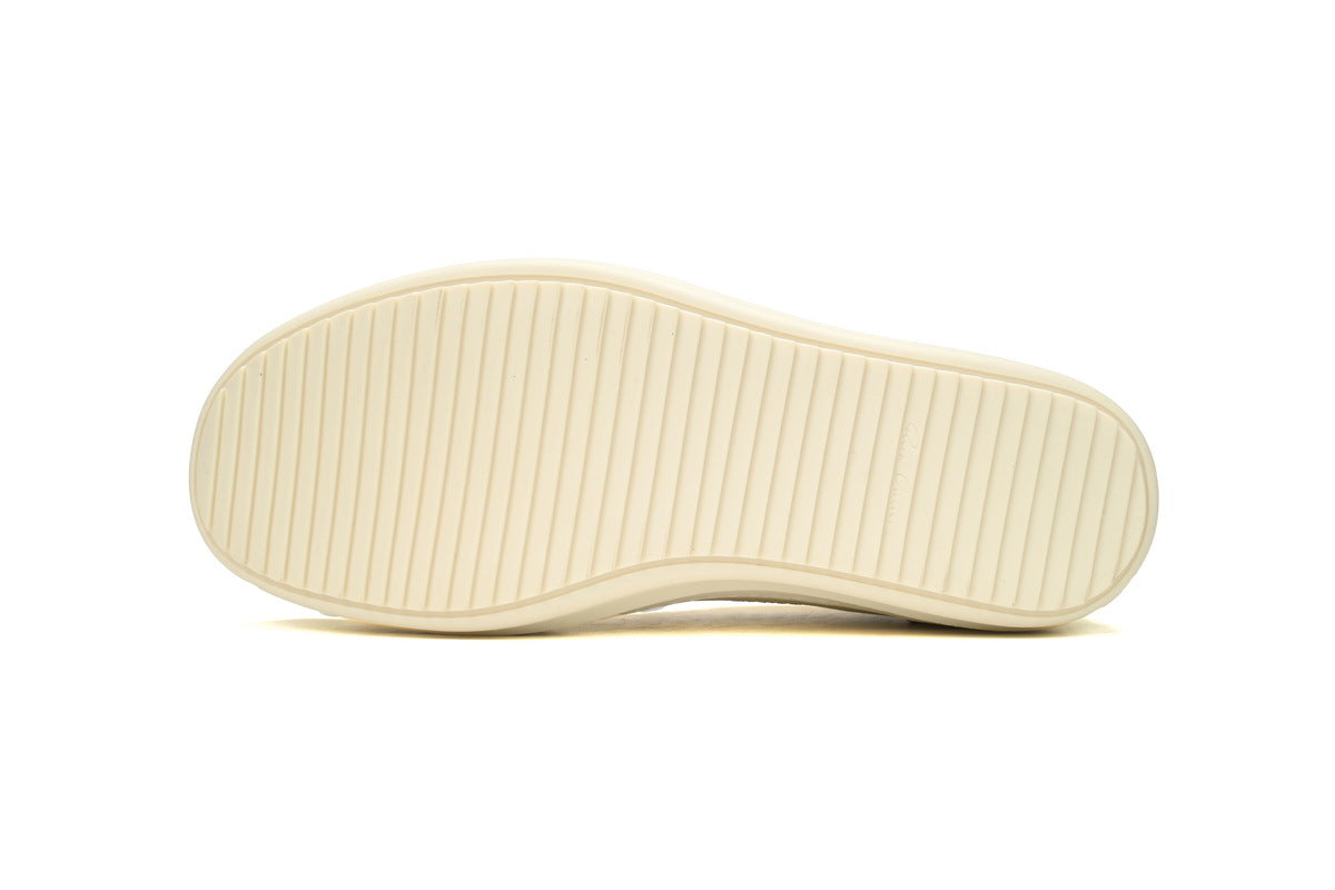 Rick Owens White Leather Low-Top Sneakers