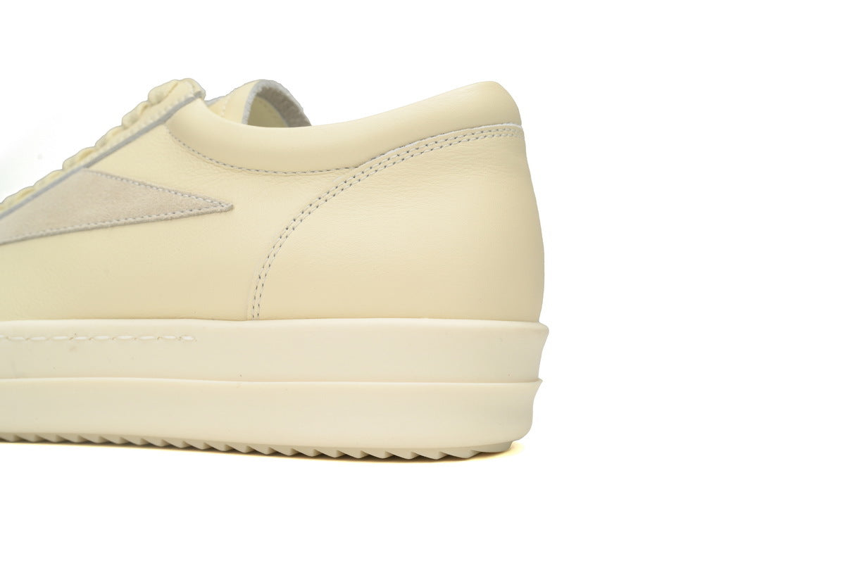 Rick Owens White Leather Low-Top Sneakers