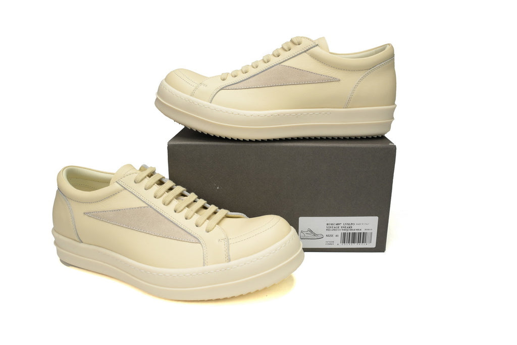 Rick Owens Vintage Low Butter Milk Leather Sneakers