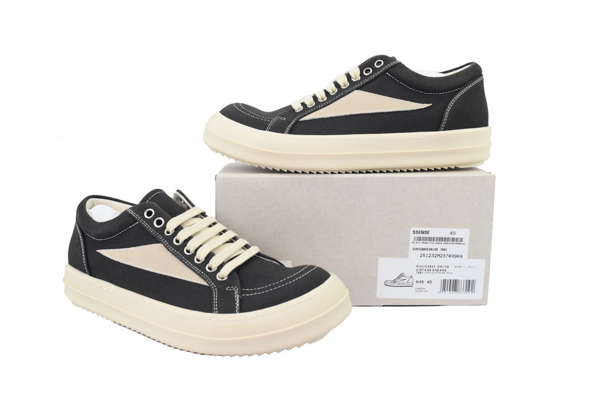 Rick Owens DRKSHDW Vintage Low Black Canvas Sneakers