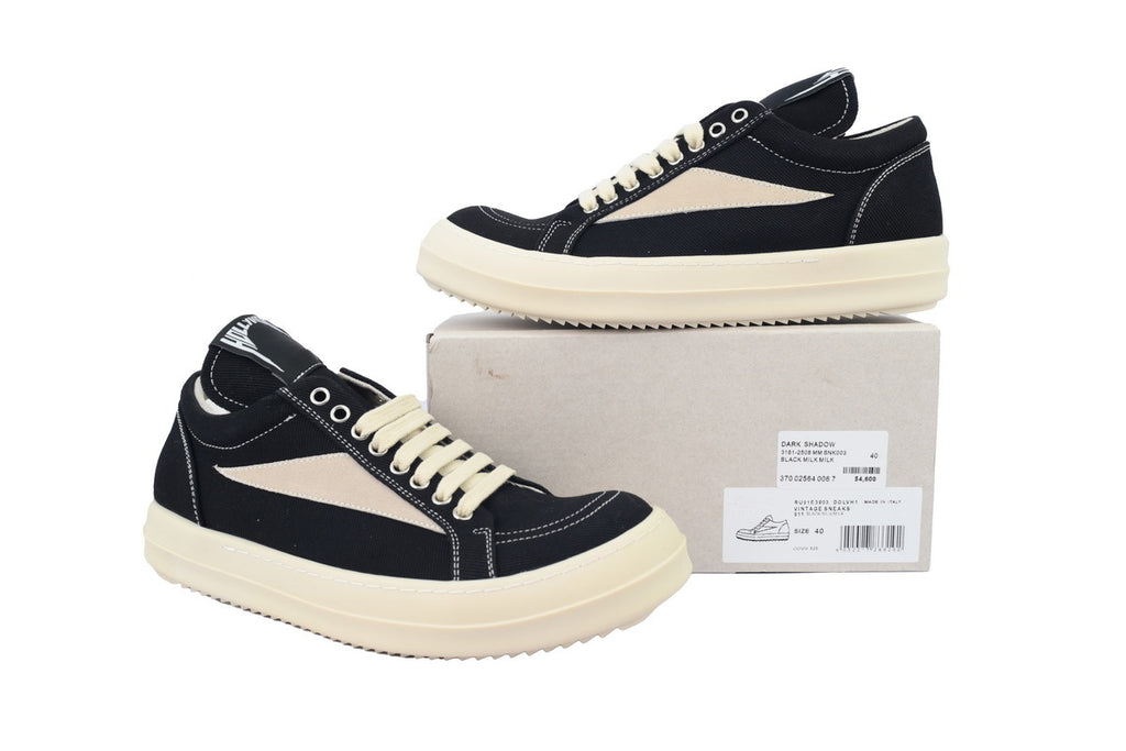 Rick Owens DRKSHDW Black Canvas Long Tongue Sneakers