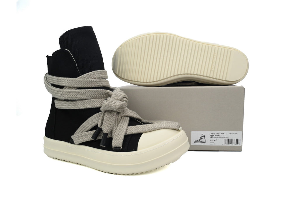 Rick Owens DRKSHDW Luxor Hexa High Black Canvas Sneakers