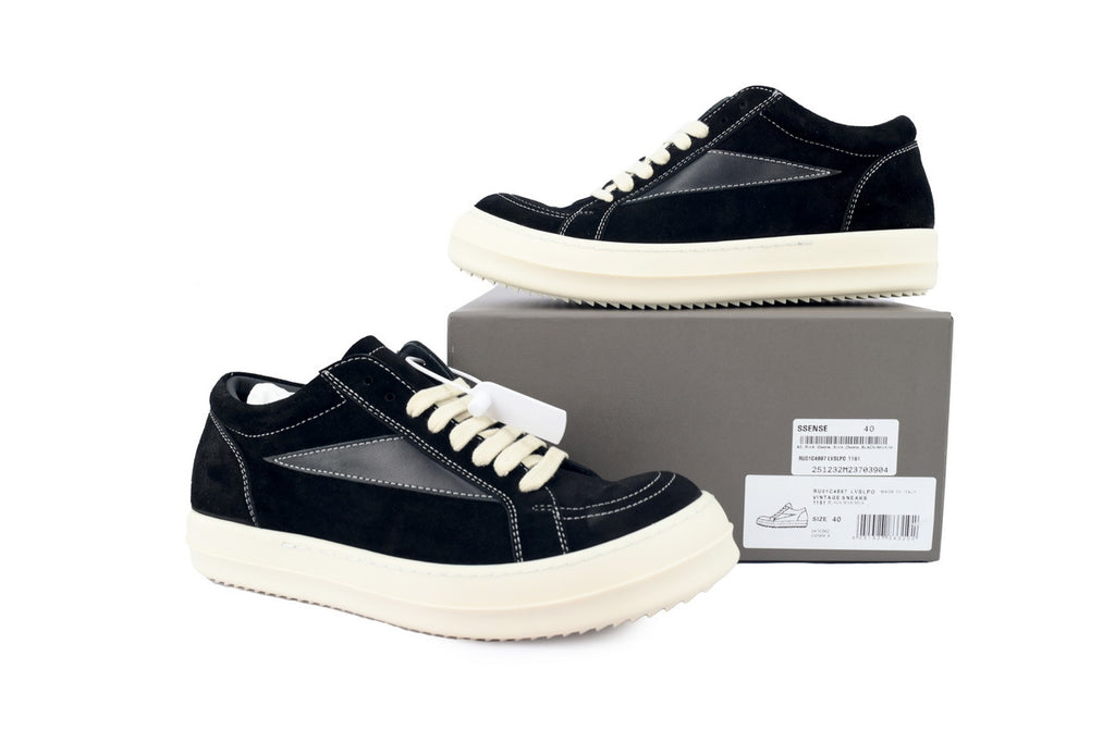 Rick Owens DRKSHDW Luxor Vintage Low Black Suede Sneakers