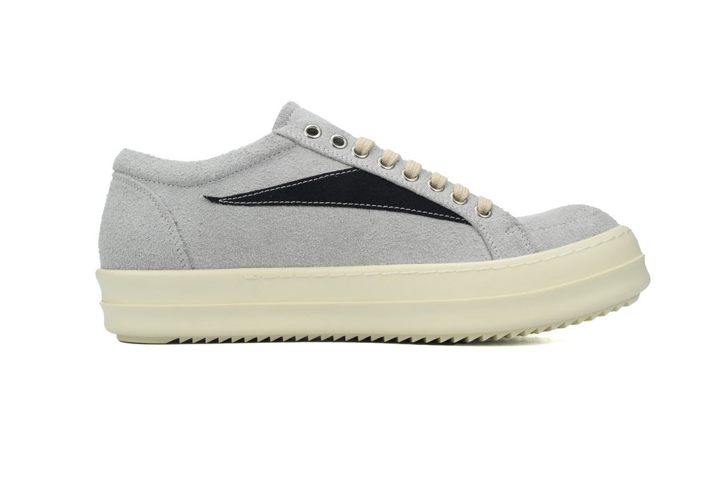 Rick Owens DRKSHDW Luxor Vintage Low Oyster Black Suede Canvas Sneakers