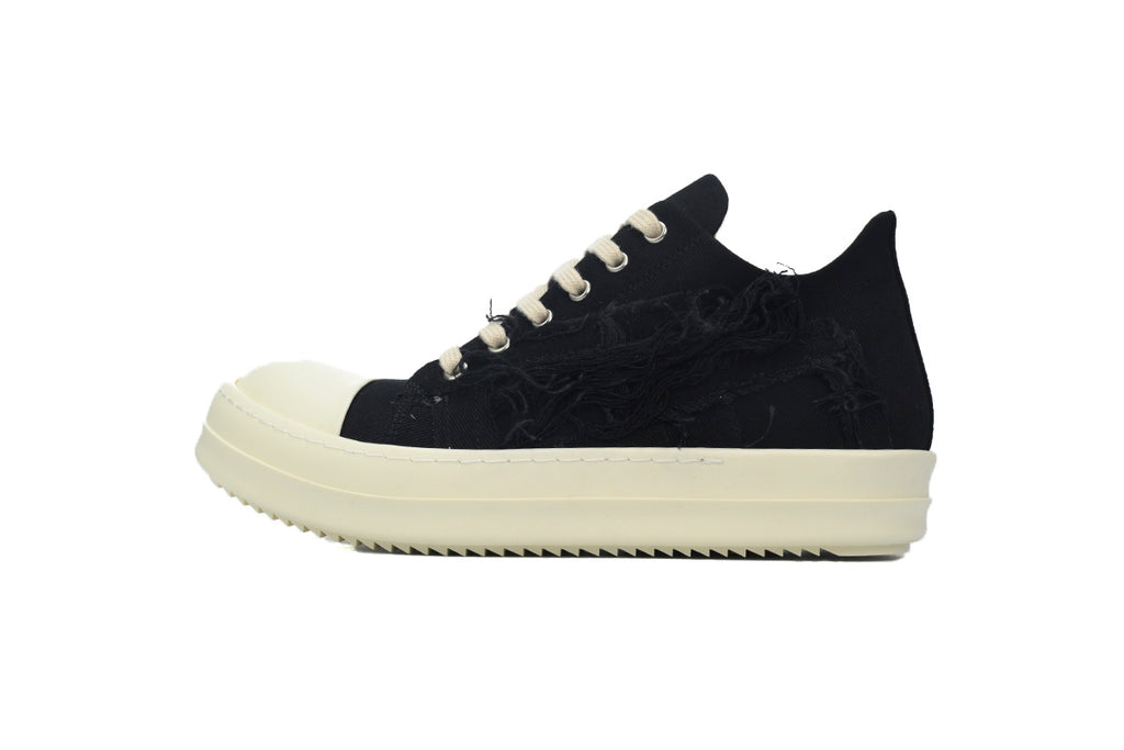 Rick Owens DRKSHDW EDFU Slashed Low Black Milk Sneakers