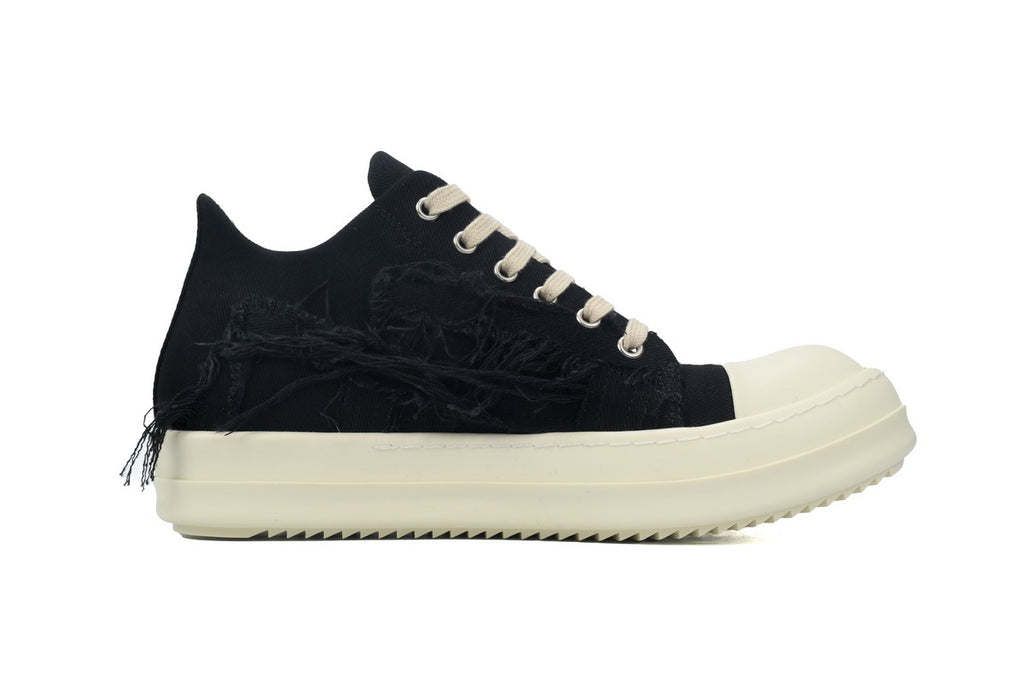 Rick Owens DRKSHDW EDFU Slashed Low Black Milk Sneakers