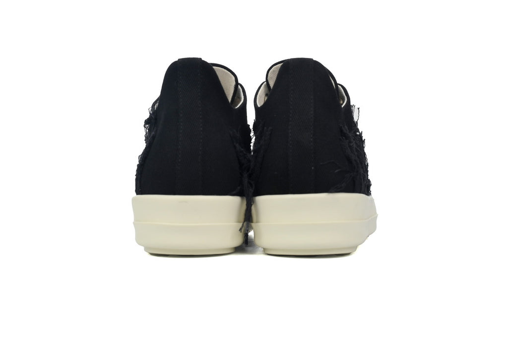 Rick Owens DRKSHDW EDFU Slashed Low Black Milk Sneakers
