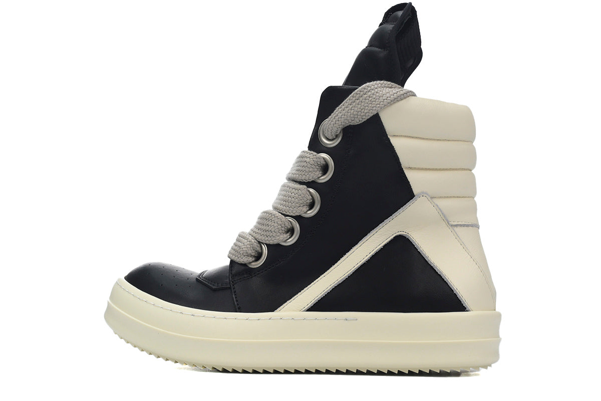 Rick Owens Geobasket Oversized Eyelet Black Milk Sneakers