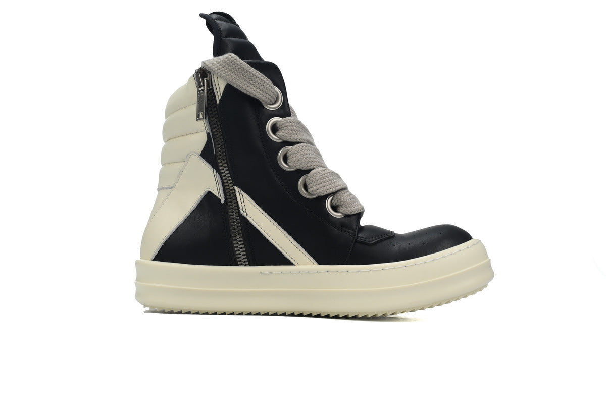 Rick Owens Geobasket Oversized Eyelet Black Milk Sneakers