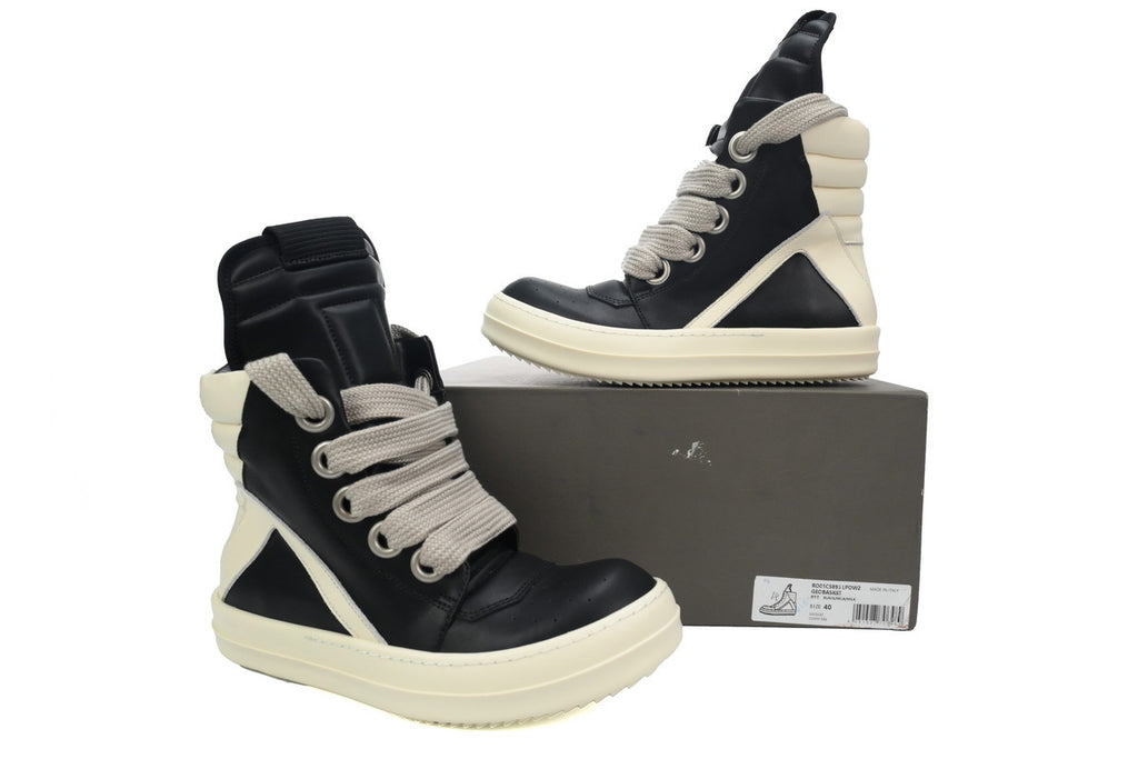 Rick Owens Geobasket Oversized Eyelet Black Milk Sneakers