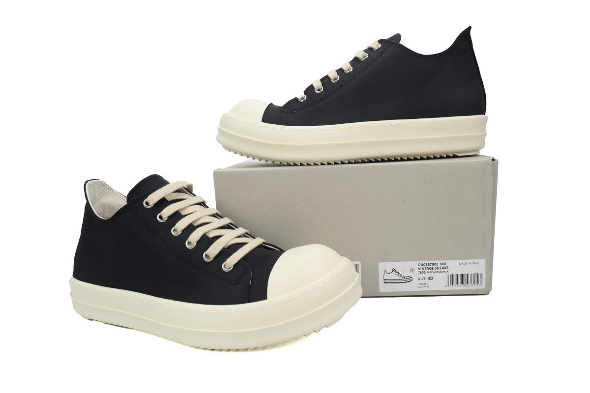 Rick Owens DRKSHDW Lido Low Black Milk Textile Sneakers