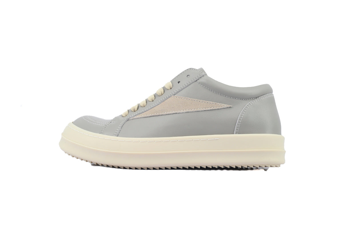 Rick Owens Lido Vintage Low Dust Grey Calf Leather Sneakers