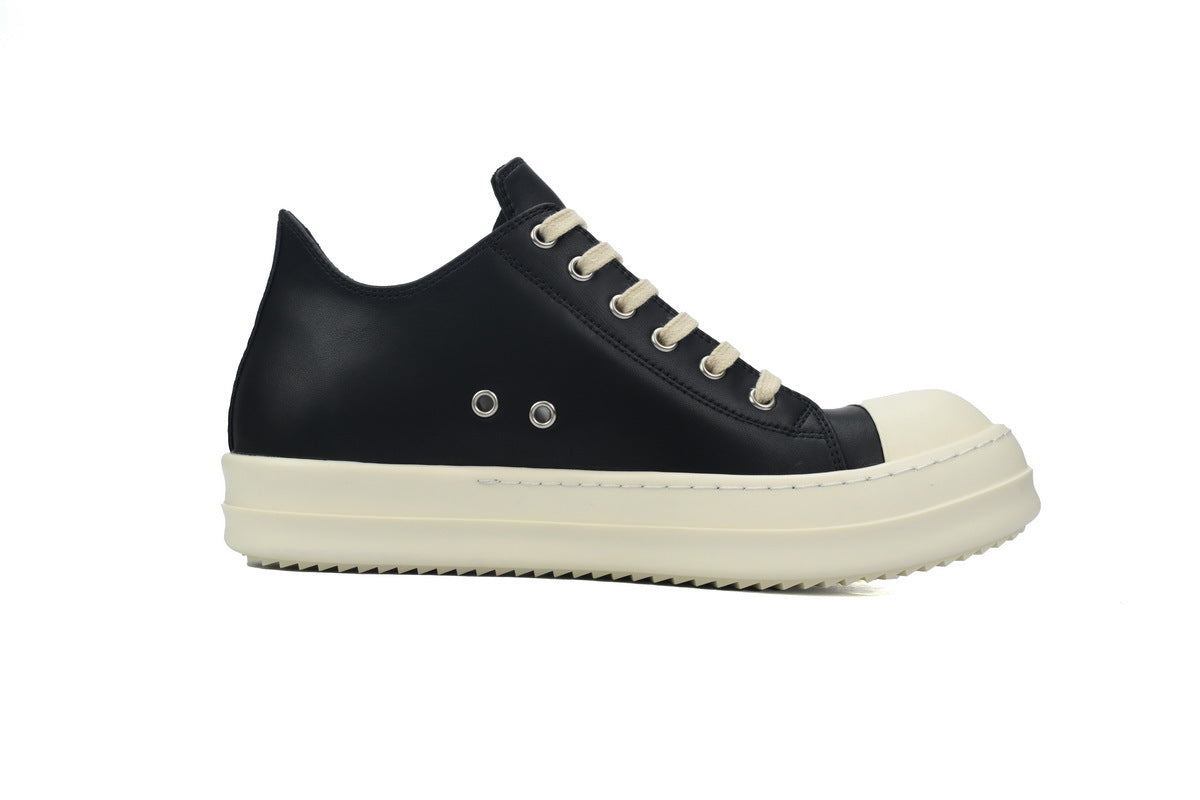 Rick Owens Temple Low Black Milk Leather Sneakers