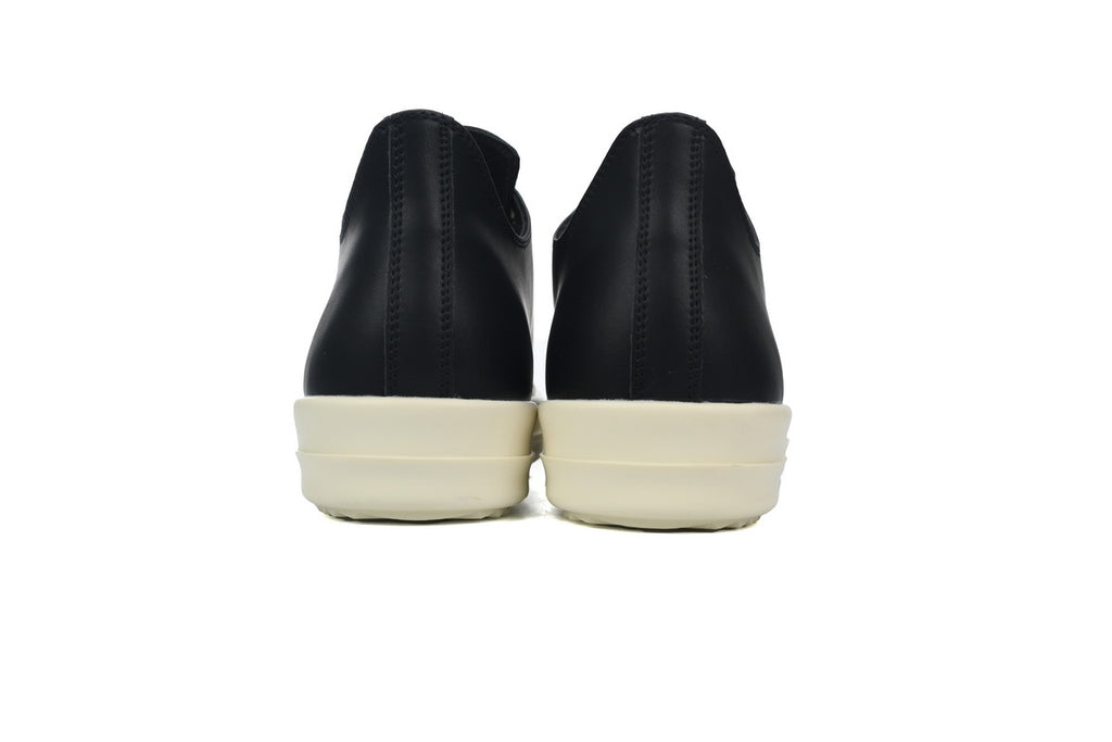 Rick Owens Temple Low Black Milk Leather Sneakers