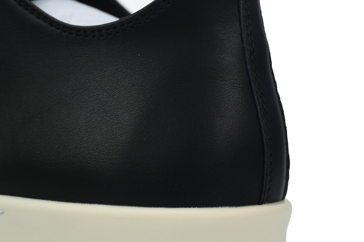Rick Owens Temple Low Black Milk Leather Sneakers