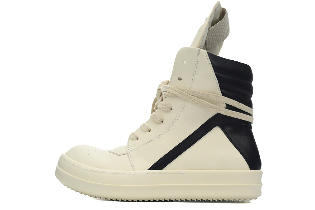 Rick Owens Luxor Geobasket High Milk Black Sneakers