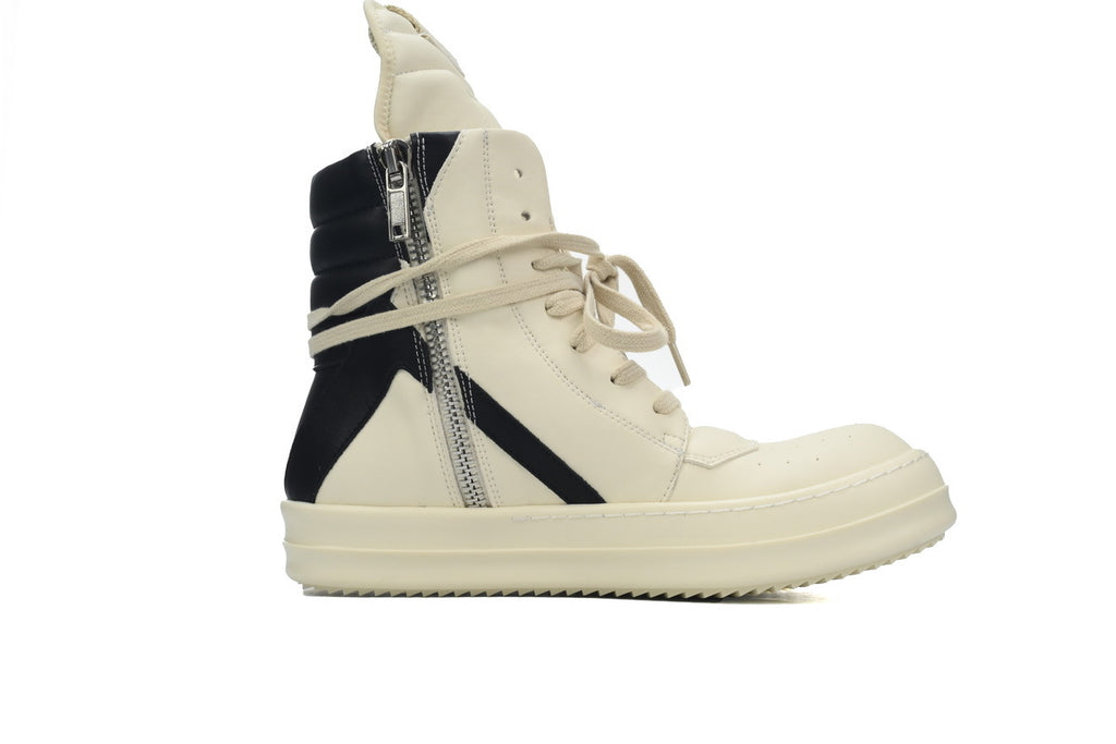 Rick Owens Luxor Geobasket High Milk Black Sneakers