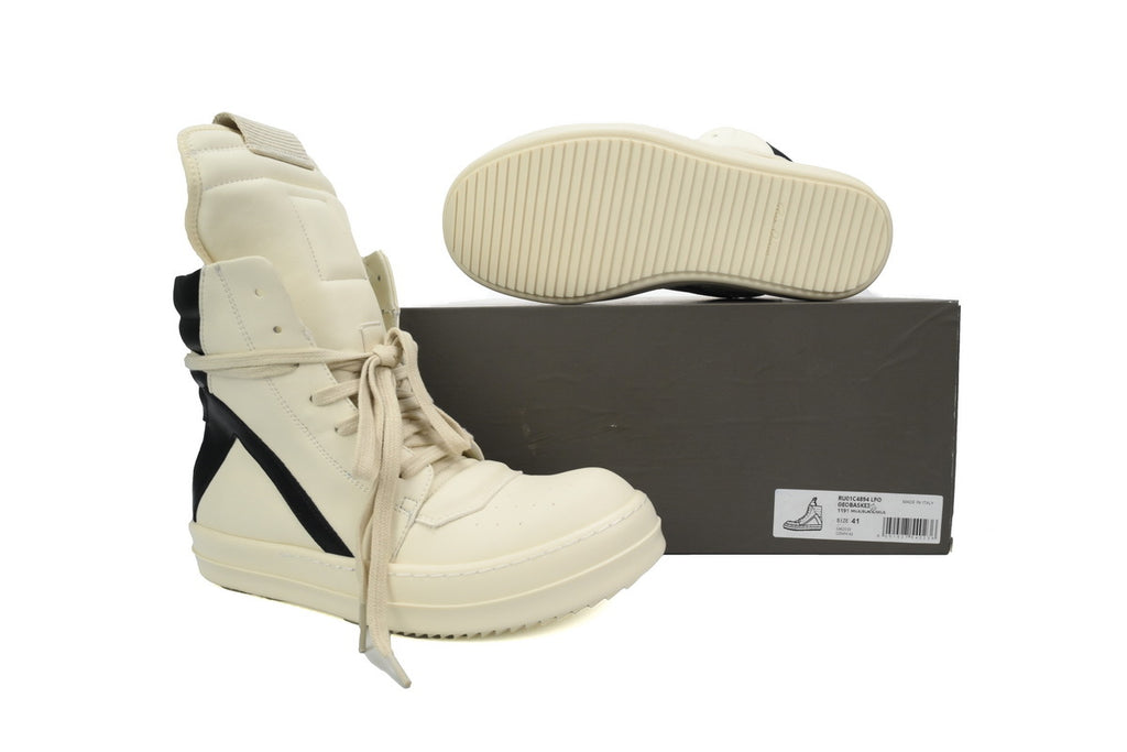 Rick Owens Luxor Geobasket High Milk Black Sneakers