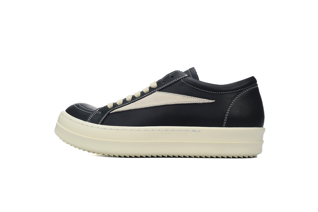 Rick Owens Strobe Vintage Low Black Milk Leather Sneakers