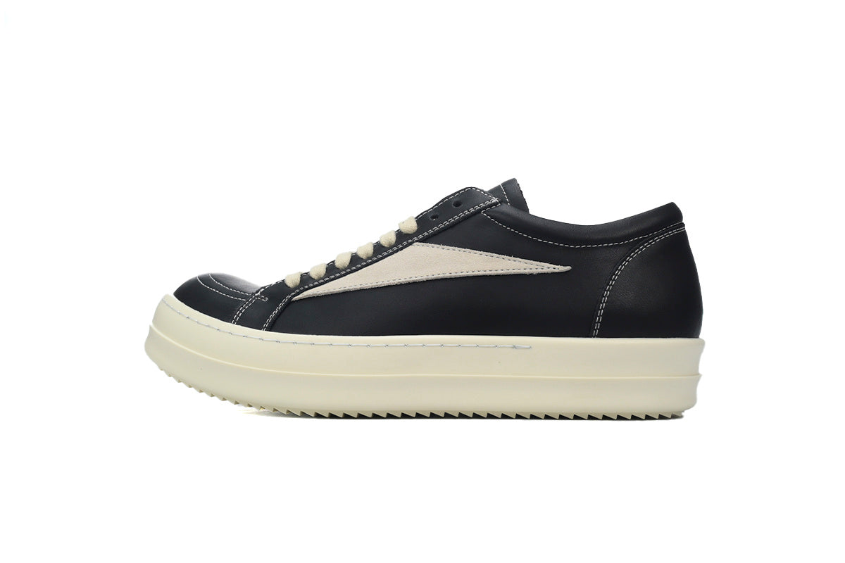Rick Owens Strobe Vintage Low Black Milk Leather Sneakers