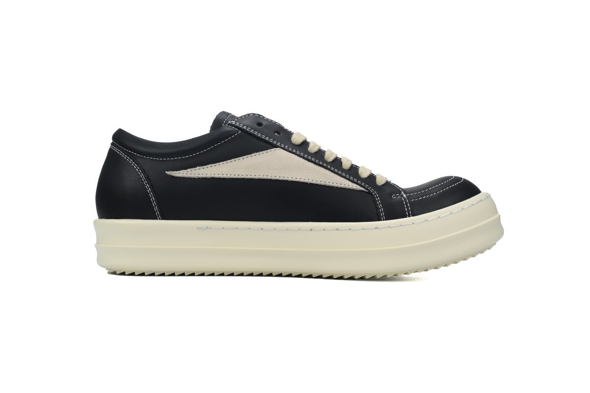 Rick Owens Strobe Vintage Low Black Milk Leather Sneakers