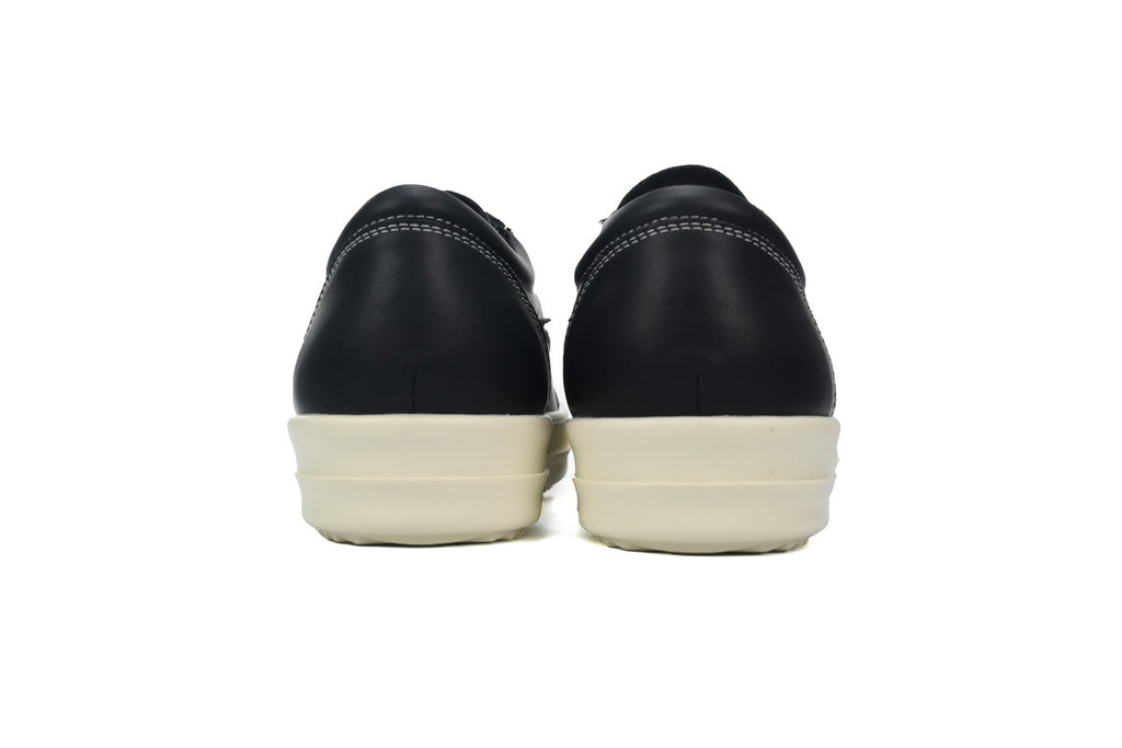 Rick Owens Strobe Vintage Low Black Milk Leather Sneakers
