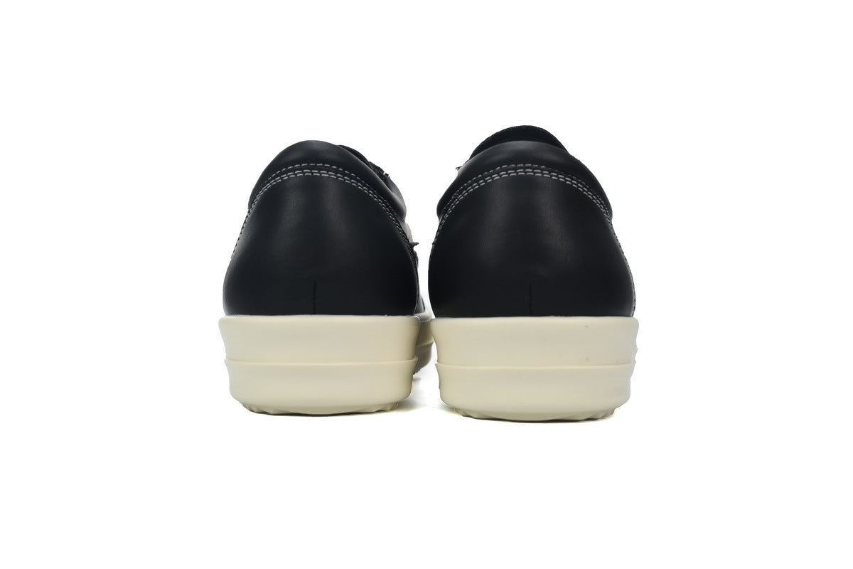 Rick Owens Strobe Vintage Low Black Milk Leather Sneakers