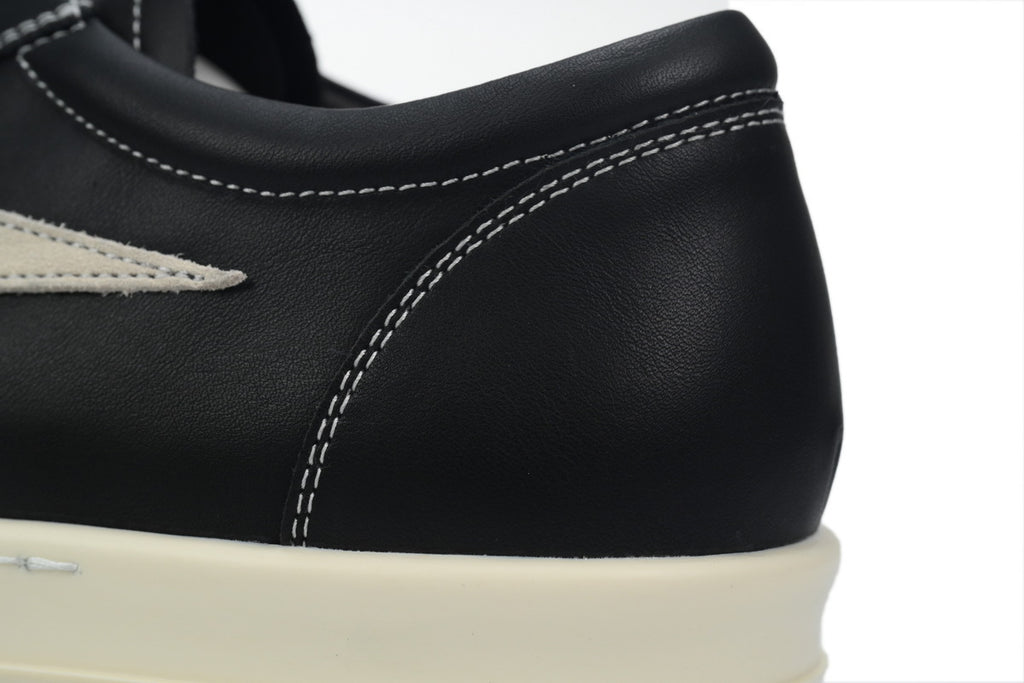 Rick Owens Strobe Vintage Low Black Milk Leather Sneakers