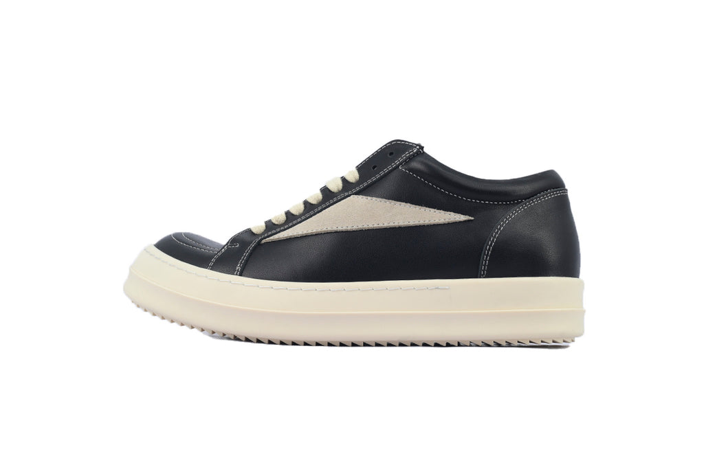 Rick Owens Strobe Vintage Low Black Leather Sneakers