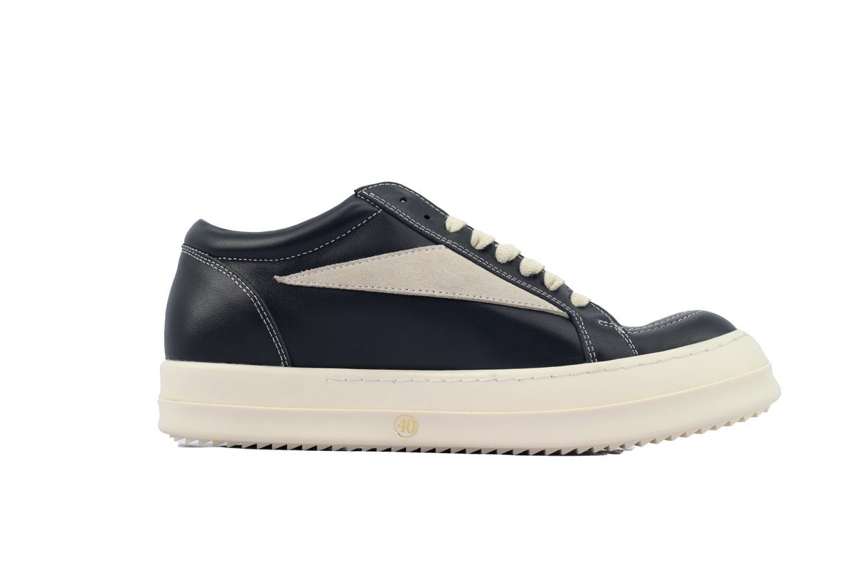 Rick Owens Strobe Vintage Low Black Leather Sneakers