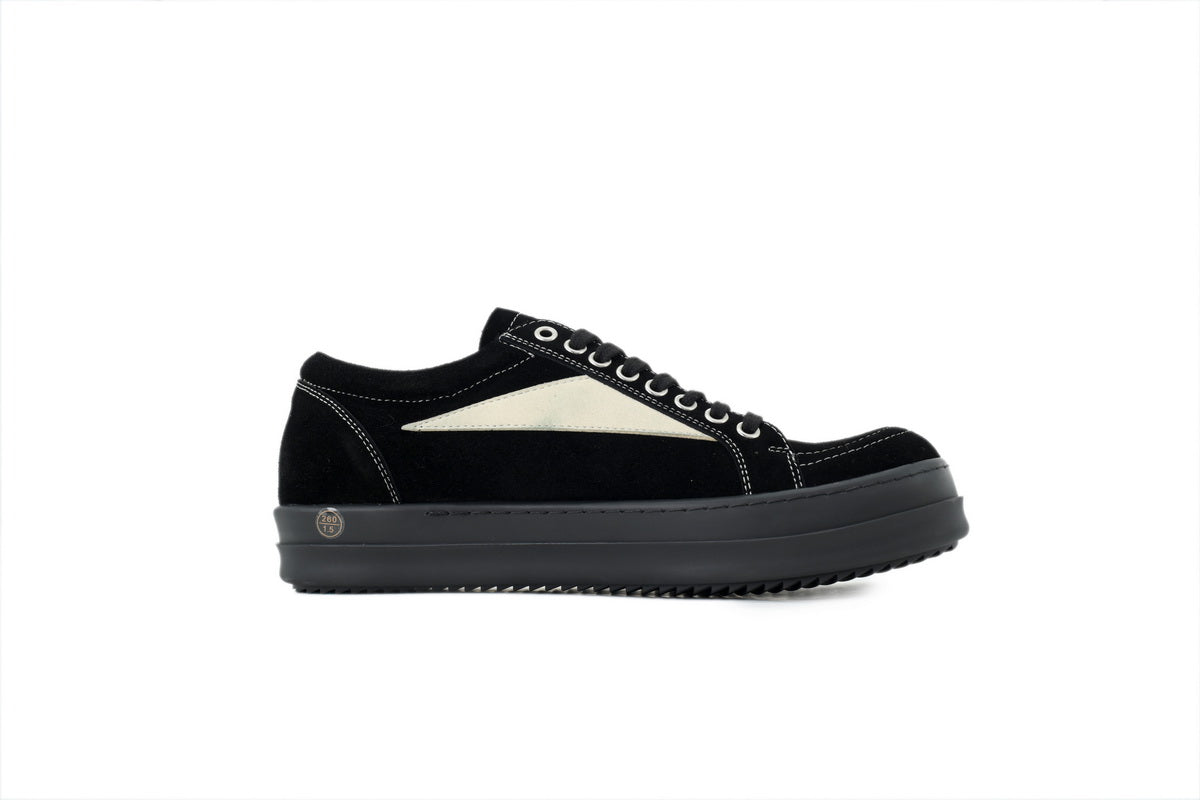 Rick Owens Strobe Vintage Low Black Suede Canvas Sneakers