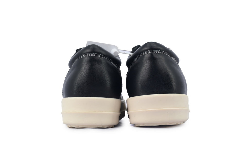 Rick Owens Strobe Vintage Low Black Leather Sneakers