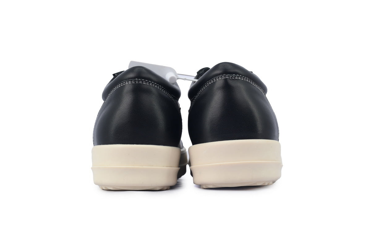 Rick Owens Strobe Vintage Low Black Leather Sneakers