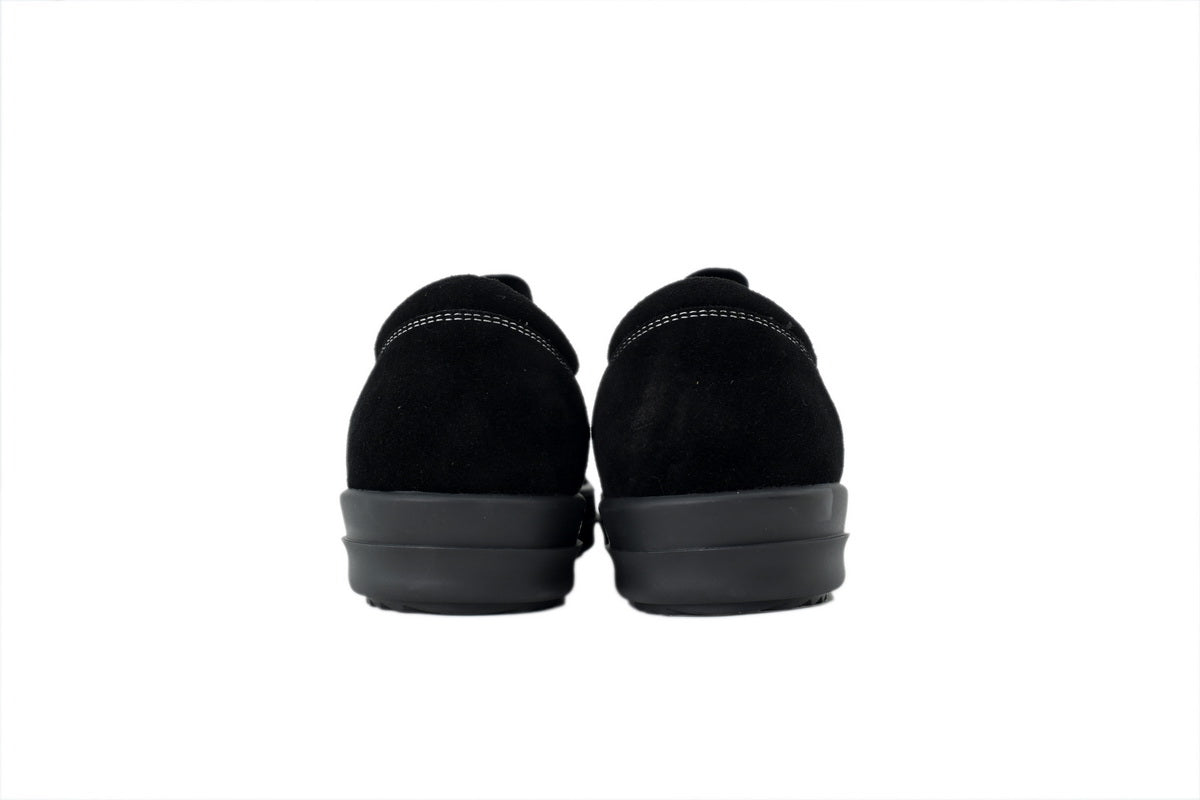 Rick Owens Strobe Vintage Low Black Suede Canvas Sneakers