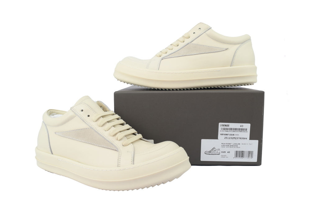 Rick Owens Women's Lido Vintage Low Milk Leather Sneakers