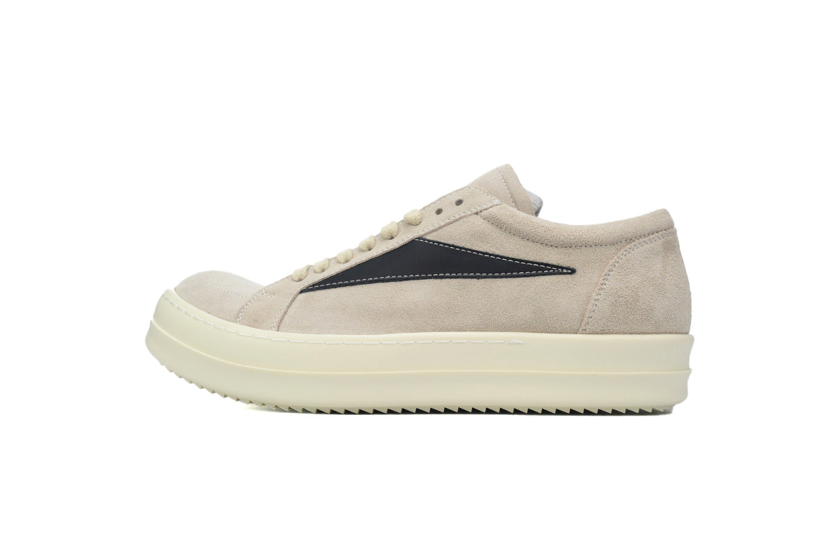 Rick Owens Men's Luxor Vintage Low Milk Black Suede Sneakers