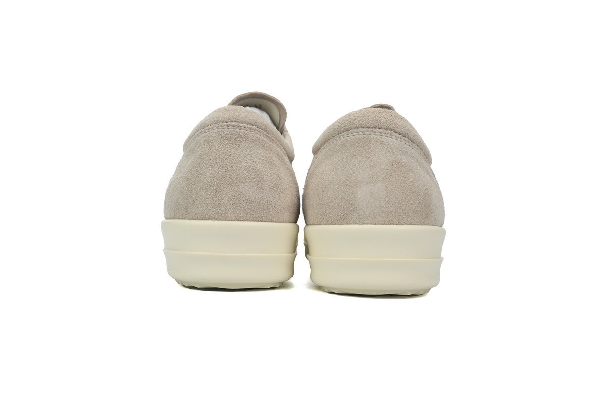 Rick Owens Men's Luxor Vintage Low Milk Black Suede Sneakers
