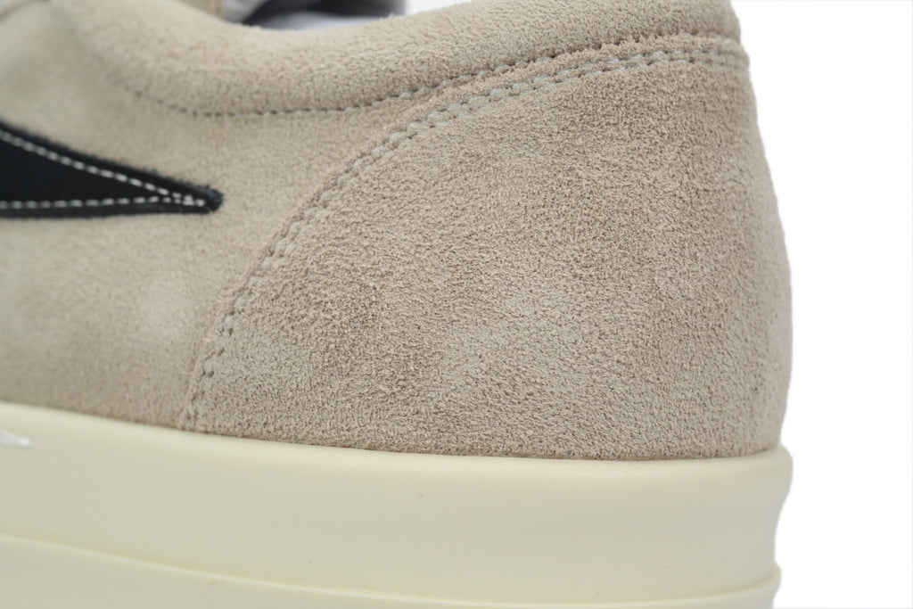 Rick Owens Men's Luxor Vintage Low Milk Black Suede Sneakers