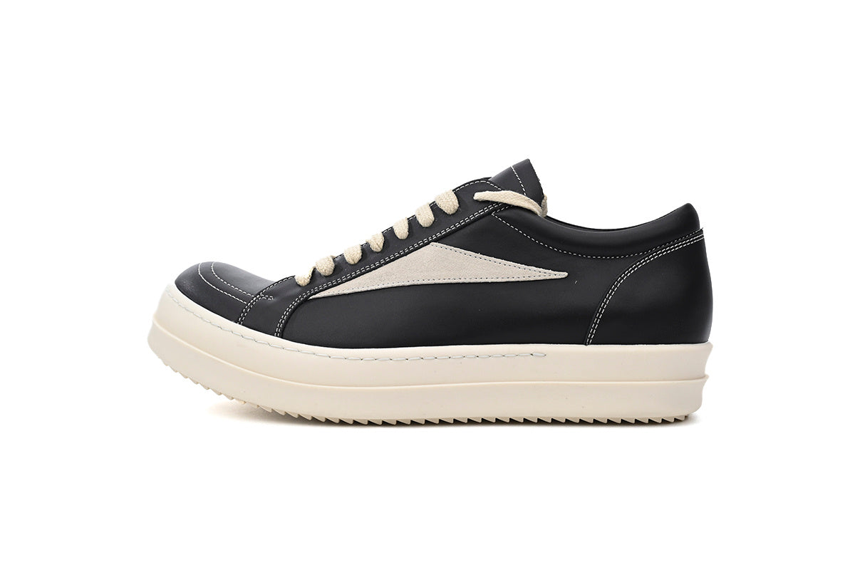 Rick Owens Vintage Low Black White Leather Sneakers