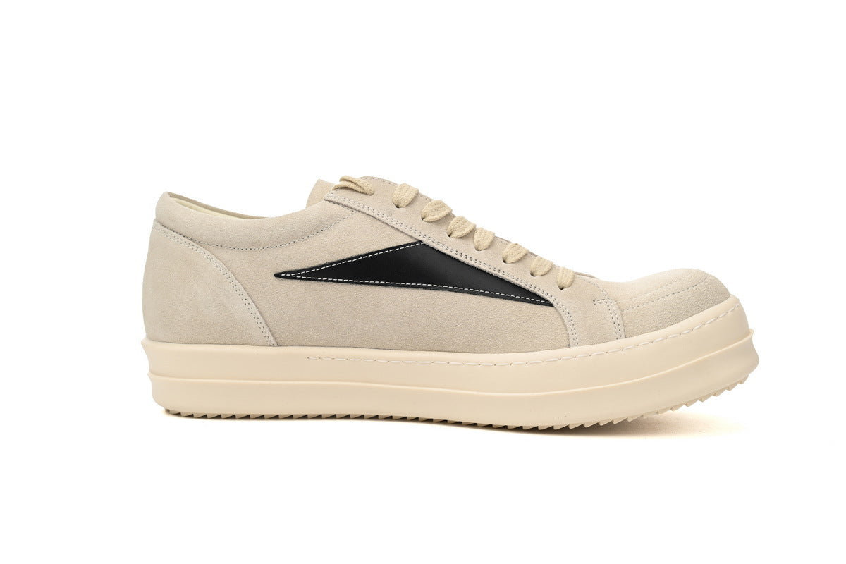 Rick Owens Luxor Vintage Low Milk Black Suede Sneakers