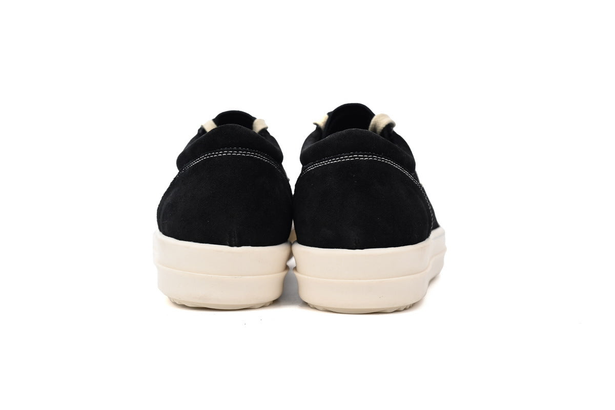 Rick Owens Vintage Low Black Milk Suede Sneakers