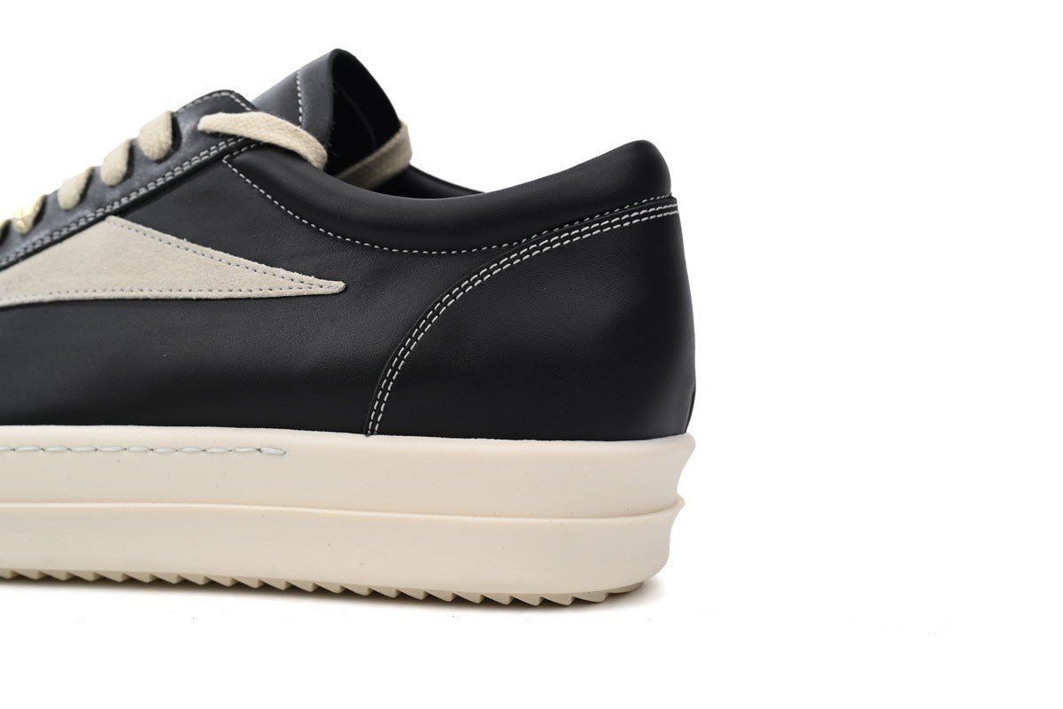 Rick Owens LPOLVS Vintage Low Black White Leather Sneakers
