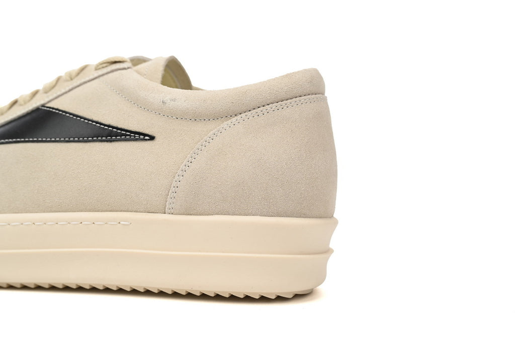Rick Owens Luxor Vintage Low Milk Black Suede Sneakers