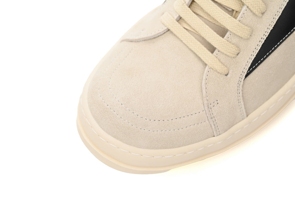 Rick Owens Luxor Vintage Low Milk Black Suede Sneakers